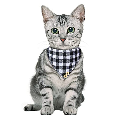Faleela Breakaway Cat Collar with Bells - 2 Pack Cat Collar with Bells, Cat Collars with Bandana, Accessories for Pet Collars, Adjustable for Cats and Small Dogs - color: Green bow+bandana
