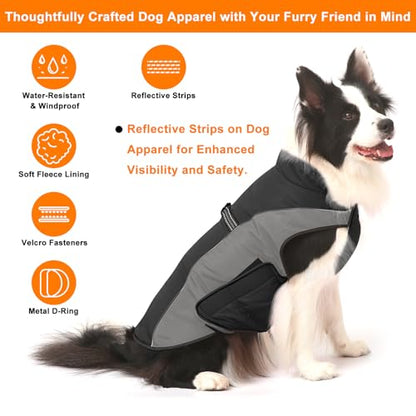 Warm Dog Winter Coat, Gimilife Dog Sweater Cold Weather Coats Waterproof Dogs Apparel Clothes Pet Jacket Padded Vest Outfit for Small Medium Large Dogs - color: Gray, size: 2XL ( 70+ LB | 23.62"Neck Girth )