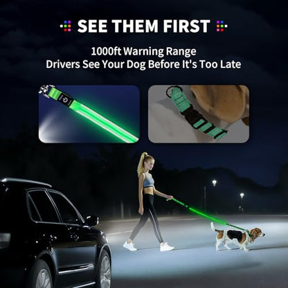 Night Walking LED Dog Leash - 6FT Reflective & Waterproof Light Up Safety Leashes for Dogs - USB Rechargeable, Pink - color: Pink(Fiber optic version)