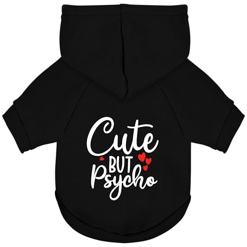 Cute but Crazy Dog Hoodie - Warm and Soft Dog Sweatshirt with Leash Hole, Fun Slogan Print, Cozy Winter Coat for Small Medium Dogs and Cats, Perfect for Cold Weather and Daily Walks.Black S - color: Black, size: Small