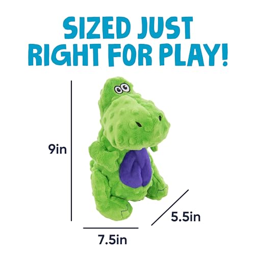 goDog Dinos T-Rex Squeaky Plush Dog Toy with Chew Guard Technology, Durable Fabric & Squeaker for Active Play, Green, Large - color: Dinos T-Rex (Green), size: Large
