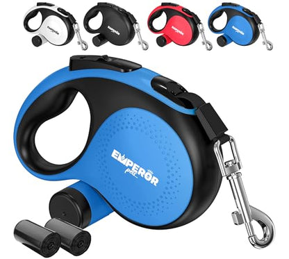 26 ft Retractable Dog Leash Blue - Heavy Duty Retractable Pet Leash with Anti-Slip Grip for Medium to Large Dogs up to 110 lbs -Aura BL26 - color: Blue, size: 26 ft