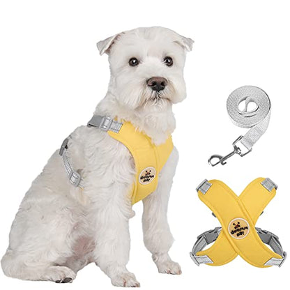 Dog Harness Pet X Frame No Pull Step-in Harnesses with Leash Set, Adjustable Reflective Choke Free Puppy with Padded Vest for Small, Medium Dogs and Cats Walking Training - color: Yellow, size: Medium