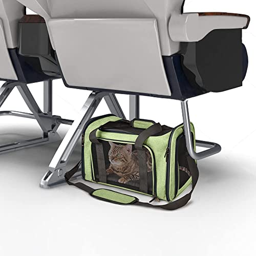 Henkelion Pet Carrier for Small Medium Cats Dogs Puppies up to 15 Lbs, Airline Approved Small Dog Carrier Soft Sided, Collapsible Travel Puppy Carrier - Green - color: Green, size: 17.0"L x 11.0"W x 11.0"H
