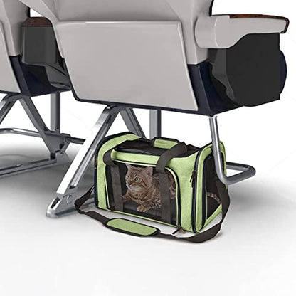 Henkelion Pet Carrier for Small Medium Cats Dogs Puppies up to 15 Lbs, Airline Approved Small Dog Carrier Soft Sided, Collapsible Travel Puppy Carrier - Green - color: Green, size: 17.0"L x 11.0"W x 11.0"H