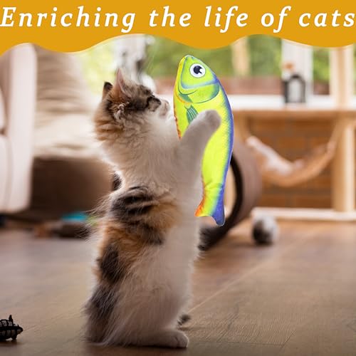 Soft Catnip Toys Fish, 3 Pack Bell Sound Cat Toys, Interesting Indoor Cat Kicker Toys, Durable and Highly Interactive Catnip Toys (Lucky Fish) - color: Lucky Fish