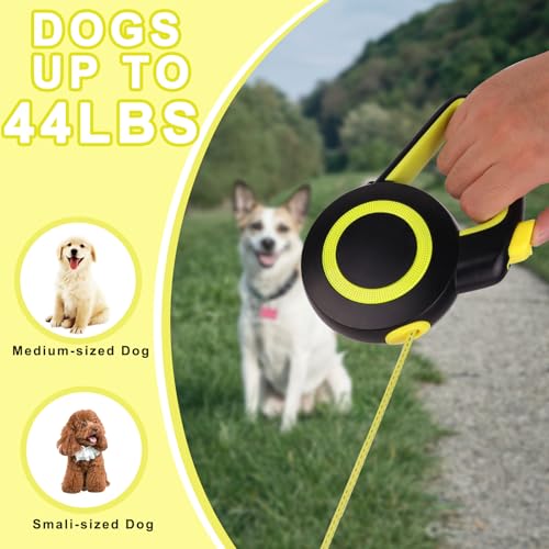 enrgticdg Retractable Dog Leash,Night Reflection,Light Weight Leash for Small to Medium Dogs/Cats,Stainless Steel Spring,Strong Nylon Tape, One-Handed Brake (Black-Yellow) - color: Black-Yellow