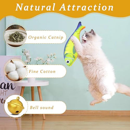 Soft Catnip Toys Fish, 3 Pack Bell Sound Cat Toys, Interesting Indoor Cat Kicker Toys, Durable and Highly Interactive Catnip Toys (Lucky Fish) - color: Lucky Fish