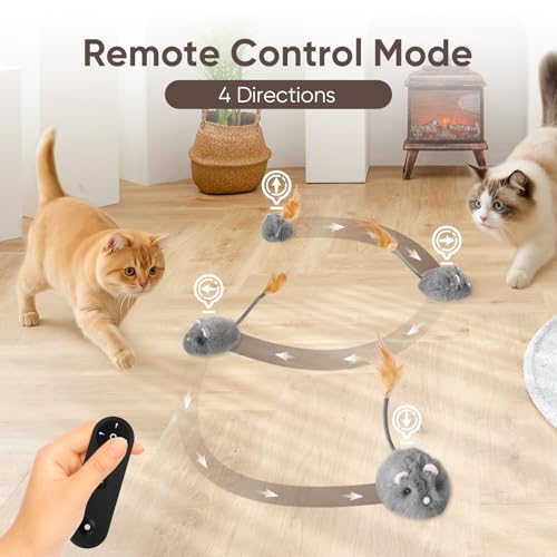 Pawingcat Cat Mouse Toy Remote Control Cat Toy Moving Interactive Cat Toys for Indoor Cats with 2 Modes,3 Adjustable Speeds