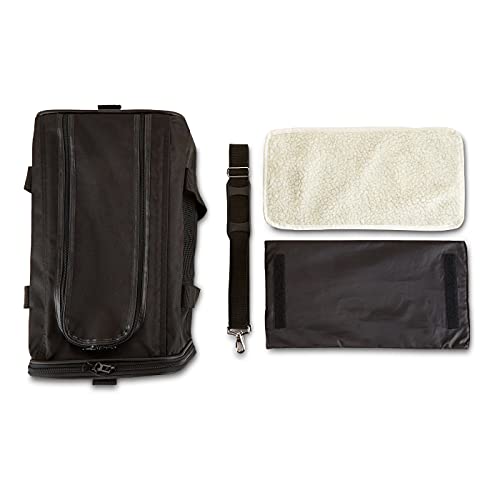 Amazon Basics Airline Approved Soft-Sided Mesh Pet Travel Carrier with Shoulder Strap, Portable, Washable Removable Fleece Pad for Dog, Cat, up to 16 pounds, 16.5" L x 10.6" W x 11" H, Black - size: 16.5"L x 11.0"W x 11.0"H