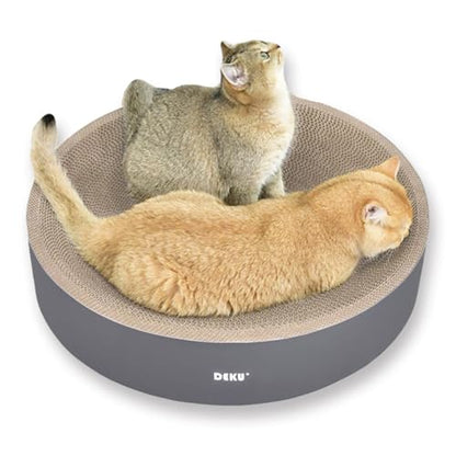 2 in 1 Round Cat Scratching Board, Cardboard Cat Scratcher for Indoor Cats, Corrugated Cat Scratch Pad for Grinding Claws and Rest (16.1'') - size: M (16.1''x16.1"x3.9")