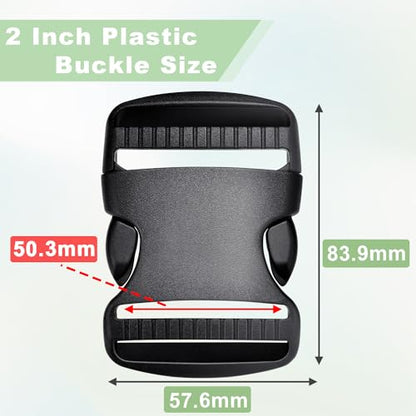 CooBigo 10 Pack 2" Plastic Side Release Buckle Dual Adjustable Outdoor Camping Tactical Backpack Belt Strap Webbing Bag Hardware Accessories 2" Dual Release Buckle Black - color: E#: 2"(10pcs)