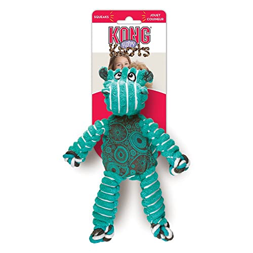 KONG Floppy Knots - Durable No‑Stuffing Squeaky Rope & Plush Dog Toy - for Teething, Playing (Hippo, Small/Medium) - color: Hippo, size: Small/Medium