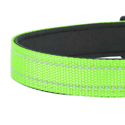 Reflective Dog Collar, Adjustable Soft Neoprene Padded Nylon Pet Collars with Buckle for Puppy and Small Dogs, Cats, Green,XS - color: Green, size: X-Small
