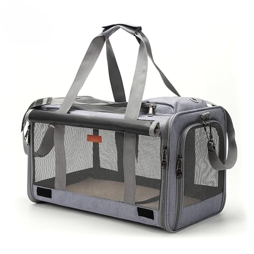 19x10.5x11.5 Inches Cat, Dog Carrier for Pets Up to 20 Ibs, Washable，Soft Sided，Collapsible Travel Puppy Carrier. (Grey) - color: Grey