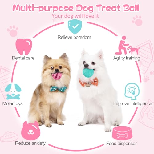 HIPPIH Dog Puzzle Toys & Interactive Toys for Large & Small Dogs - IQ Training, Chewing, Teeth Cleaning & Treat Dispensing - 2 Pack - color: blue+pink, size: 3.14inch+2.75inch