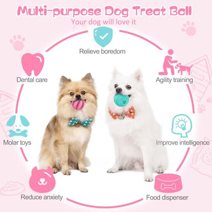 HIPPIH Dog Puzzle Toys & Interactive Toys for Large & Small Dogs - IQ Training, Chewing, Teeth Cleaning & Treat Dispensing - 2 Pack - color: blue+pink, size: 3.14inch+2.75inch
