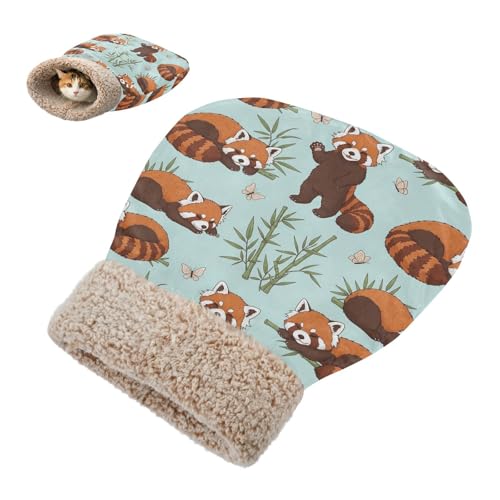 Cute Red Panda Animals Cat Bed Small Dog Bed Cat Beds Pet Sleeping Bag Comfortable Fuzzy Beds for Pets Indoor Winter