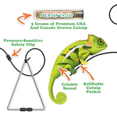 Meowijuana Chameleon Jump 'n' Jamb Door Hanging Cat Toy and Honeysuckle Haze Catnip Blend | Refillable Interactive Catnip Toy | Catnip Grown in North America - color: Chameleon & Honeysuckle Haze Blend