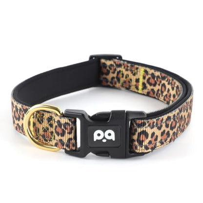 QQPETS Reflective Dog Collar with Soft Neoprene Padded Breathable Nylon Pet Collar Adjustable for Small Medium Large Dogs - color: Leopard print, size: S