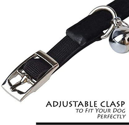 CHUKCHI Soft Velvet Safe Cat Adjustable Collar Bling Diamante with Bells,2 Pcs Black+Red - color: Black+Red