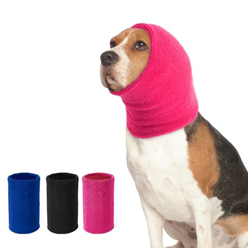Dog Calming Hoodie Cat Anxiety Relief Cover,Double Layer Thickened Pet Ears Protector Soft Elastic Neck Band Noise Cancelling Ear Muffs for Grooming,Force Drying,Bath,Fireworks (Pink, Small) - color: Pink, size: Small