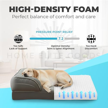 Orthopedic Dog Bed Memory Foam Pet Sofa with Bolsters, Waterproof Liner, Easy to Clean Washable Cover & Non-Slip Bottom – Calming for Small, Medium & Large Dogs