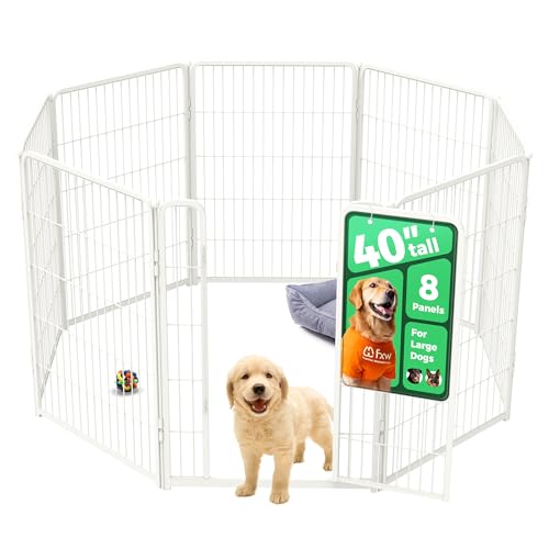 FXW Homeplus Unleashed Indoor Dog Playpen - Stress-Free and Safe Play, Heavy Duty 40 Inch 8 Panels Dog Pen for Medium and Large Dogs, White│Patented - color: White, size: 40"H