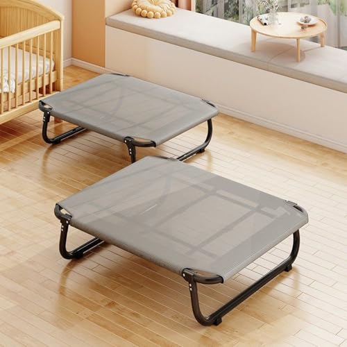 Outdoor Elevated Dog Cot, Breathable Cooling Elevated Cot Hammock Pet Bed for Small & Medium Dogs, Washable Mesh Cover, Raised Metal Frame, Collapsible, Portable 【S-24 * 20 * 5 in】 Gray - color: Gray, size: Small