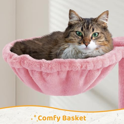 Yaheetech Cat Tree Tower for Indoor Kitten, Multi-Level Cat Towers Condo with Scratching Posts & Tunnel, Pet Furniture - color: Pink