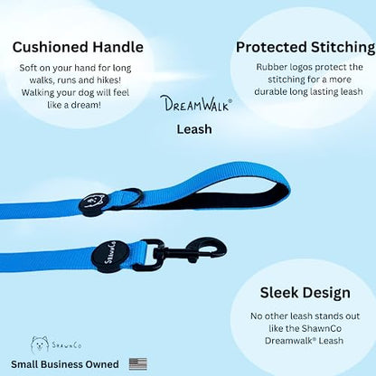 ShawnCo Dream Walk Dog Leash- Premium, Nylon Pet Leash with Soft Neoprene Handle for Small, Medium and Large Dogs (Electric Blue, Small) - color: Electric Blue, size: Small