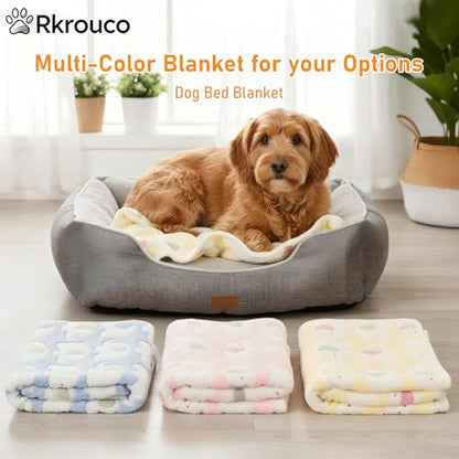 Three Piece Pet Blanket Set for Dogs Cats Soft Comfy Puppy and Kittens Bed Blanket Fluffy Fleece Pets Throw with Cute Patterns (Large 41x30 inch, Cute Animals) - color: Cute Animals, size: Large-41x30 inch