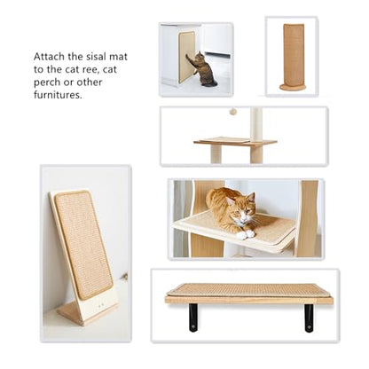 SHENGOCASE 4-Pack 10" x 19.7" Sisal Cat Scratching Mat Pad with Hook & Loop Tapes for Wall Couch, Window Perch, Cat Wall Furniture Shelve - size: 10" X 19.7"