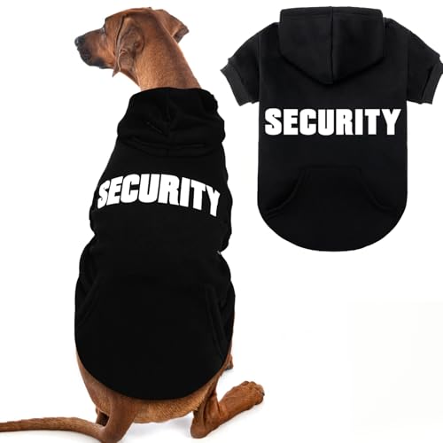 EXPAWLORER Dog Hoodies- Fall Soft and Warm Dog Sweatshirt with Leash Hole, Halloween Dogs Costume Winter Autumn Fleece Pet Clothes with Print for Puppy,Cat, Small Medium Large Dogs (Large, Security) - size: Large