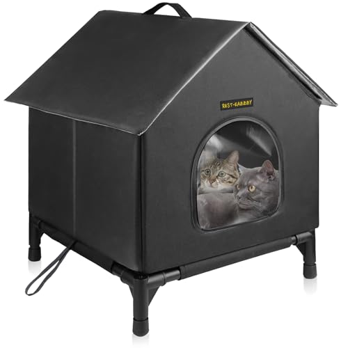 Rest-Eazzzy Cat House for Indoor and Outdoor Cats in Summer, Waterproof, Fully Insulated Shelter for Stray and Feral Cats, Great for Cat Houses for Outdoor and Cat Beds for Indoor Cats(Black, Medium) - color: Black, size: Medium