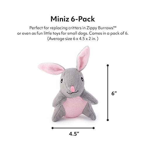 ZippyPaws Burrow Replacement Miniz - Interactive Dog & Puppy Toys for Boredom, Stimulating Pet Products to Keep Them Busy, Plush Refills for Hide & Seek Puzzle, Enrichment Squeaky Toys - Mixed 6 Pack - style: Animals - Extra Small - (6-Pack)