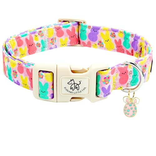 Elegant little tail Easter Dog Collar,Bunny Pattern Pet Collar Pink Durable Holiday Female or Male Adjustable Cotton Pet Collar with Quick Release Buckle for X-Small Puppy - color: Easter-Pink Bunny, size: X-Small (Pack of 1)