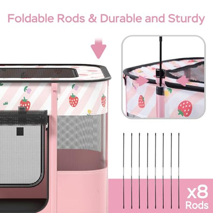 Dog and CAT pop Play Pen,Pets Houses for Dogs and Cats,Indoor&Outdoor Exercise Pen Dog Tent Puppy Playground Large (L, Pink) - color: Pink, style: Large（35.4"L x 27.6"W x 23.6"H）