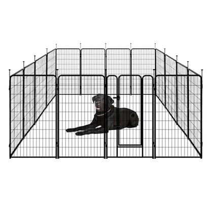 Amazon Basics Dog Playpen, 16 Panels Metal Fence with Door, Foldable for Indoor and Outdoor Use, Suitable for Small to Medium Sized Dogs, 42 Inch Height, Black - style: 16pcs-42"