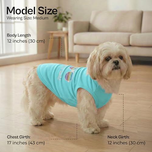 Parisian Pet Beach Dog Shirt – 100% Cotton Shirts for Medium Dogs – Sleeveless Pet Vest – Lightweight and Breathable Dogs Apparel – Cute Summer Dog Clothes - Stretchy T Shirts for Pets - size: Medium