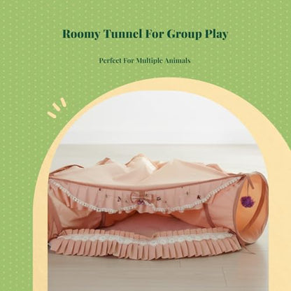 Baoblaze Cat Tunnel Bed Interactive Toy Playground Kitten Training with Removable Mat Hideout for Indoor Small Animals Pets Dogs Rabbit, Pink - color: Pink