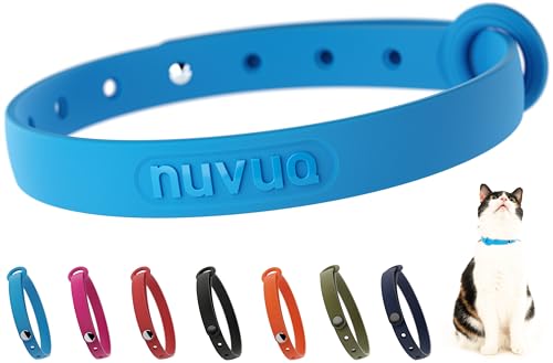 Nuvuq Breakaway Cat Collar - Soft, Comfortable, and Lightweight Safety Buckle Collar with ID Tag Ring for Outdoor Cats and Sensitive Skin Kittens (6 ⅞" to 10 ¼", Blue) - color: Blueberry Blue