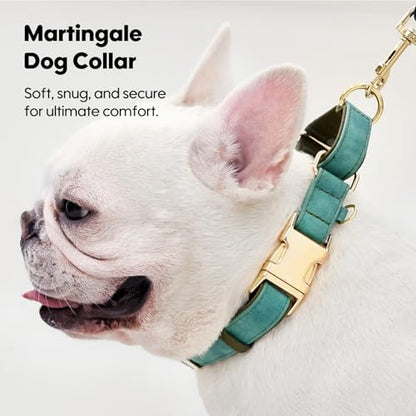 WHIPPY Vegan Leather Dog Collar No Slip Martingale Dog Collar with Quick Release Metal Buckle for Large Medium Small Dogs,Green - color: green, size: M:Fit 13-16" Neck