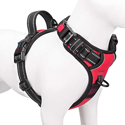 PHOEPET No Pull Dog Harnesses for Small Dogs Reflective Adjustable Front Clip Vest with Handle 2 Metal Rings 3 Buckles [Easy to Put on & Take Off](XS, Red) - color: Red, size: Extra Small