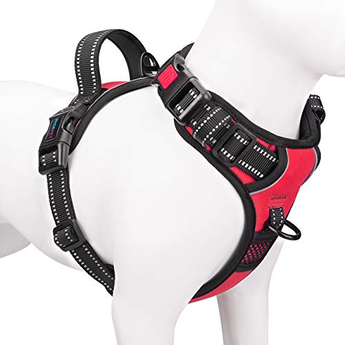 PHOEPET No Pull Dog Harnesses for Small Dogs Reflective Adjustable Front Clip Vest with Handle 2 Metal Rings 3 Buckles [Easy to Put on & Take Off](XS, Red) - color: Red, size: Extra Small