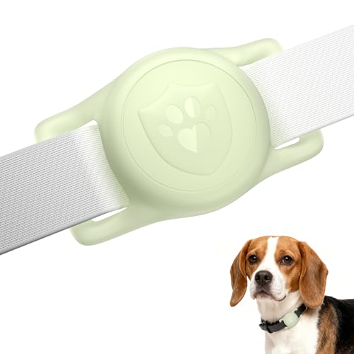 for AirTag Dog Collar Holder, Dog Air Tag Holder, IP68-Waterproof | Lightweight Silicone | Anti-Lost | Ultra-Durable | Compatible with Apple AirTags (Luminous) - color: Luminous