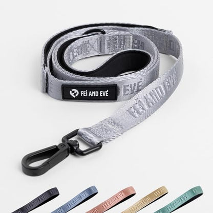 Fei & Eve Classic Dog Leash - 4FT, Dual Padded Handles, 360° Swivel Hook, Heavy Duty 210D Nylon - No-Pull Design with Traffic Control Handle - for Small/Medium/Large Dogs, Gray - color: Twilight Gray, size: 4FT