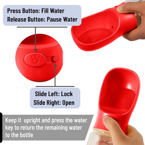 Mr. Pen- Portable Dog Water Bottle, 19 oz, Large, Leak Proof Puppy Water Dispenser with Drinking Feeder for Pets, Outdoor Walking, Hiking, Travel, Not Dishwasher Safe - color: Red