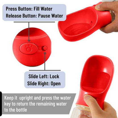Mr. Pen- Portable Dog Water Bottle, 19 oz, Large, Leak Proof Puppy Water Dispenser with Drinking Feeder for Pets, Outdoor Walking, Hiking, Travel, Not Dishwasher Safe - color: Red
