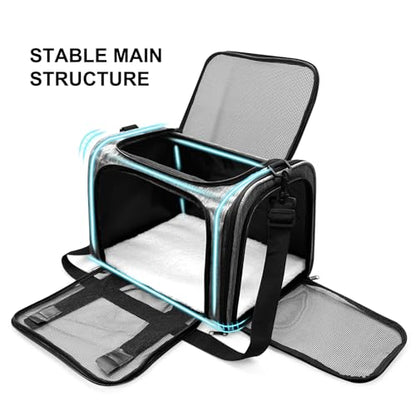 Pet Carrier for Small Dogs Cats, Up to 15Lbs, Airline Approved Collapsible Travel Puppy Carrier, 17x11x11 Inches, Grey - color: Grey, size: 17.0"L x 11.0"W x 11.0"H